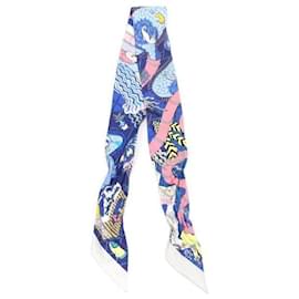 Foulard in seta Twilly Bonbon Rosa Blu Splash Park - Hermès