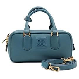 Miu Miu Blaues Leder Arcadia Regular Tote und Schultertasche
