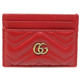 Gucci Portacarte GG Marmont in pelle matelassé a zigzag rossa
