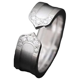 Cartier Doppelring aus Weißgold mit Diamant Größe