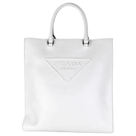 Prada Tote Bag mit dreieckigem, geprägtem Logo