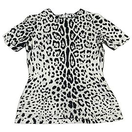 Blusa de seda de leopardo Dolce & Gabbana Negro y Eggshell