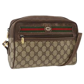 Borsa Sherry Line GG Supreme Web di GUCCI in PVC beige e oro 56 02 088 Auth BSZ220