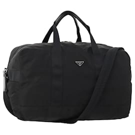 Borsa Boston PRADA Nylon 2way Nera Argento Auth 172154