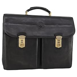 VERSACE Aktentasche aus schwarzem Leder mit goldenen Akzenten Auth bs33703 - Versace