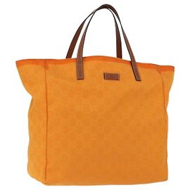Borsa tote in tela GG Gucci in nylon arancione 282439 Auth BA11263