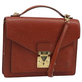 LOUIS VUITTON Borsa a Mano Epi Monceau 28 Marrone M52123 LV Auth BA11286