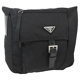Borsa a Spalla PRADA Nylon Nero Argento Autentica fm5260