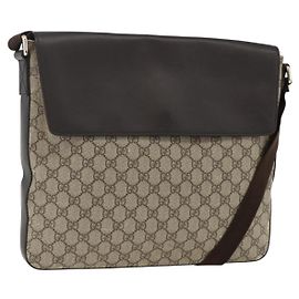 Gucci Borsa a Spalla GG Supreme PVC Oro Beige 223666 Auth ka3168