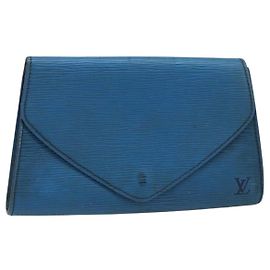 LOUIS VUITTON Clutch Art Déco Epi Blu M52635 LV Auth ARZ317