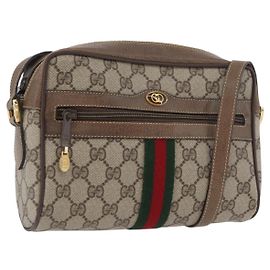 GUCCI GG Supreme Web Sherry Line Tasche aus PVC Beige Gold 904 02 004 Auth ep13762