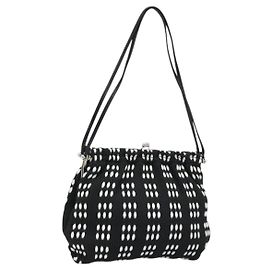 Bolso de Hombro Miu Miu de Lona Negro Plata Auth BSZ027