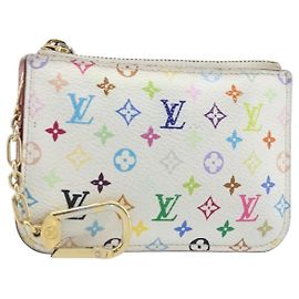 LOUIS VUITTON Multicolor Pochette Cles NM Coin Purse White M93734 LV Auth ARZ305