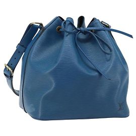 LOUIS VUITTON Bolso de Hombro Petit Noé Epi Azul M44105 LV Auth ARZ155