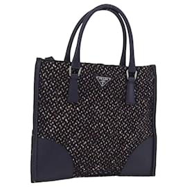 PRADA Borsa a Mano Cotone Pelle Viola Argento Auth 174534 - Prada