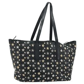 Borsa Tote Jimmy Choo Pelle Nera Oro Auth 174476