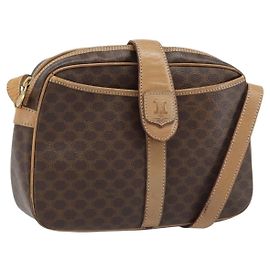 Céline Borsa a Spalla in Tela Macadam CELINE PVC Marrone Oro Auth bs34058