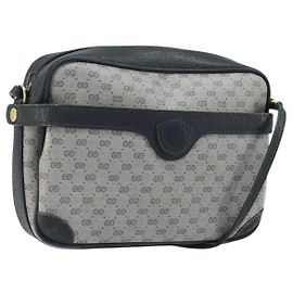 Gucci Bolso de Hombro Micro GG Supreme PVC Navy Gold 007 904 0423 Auth 174532