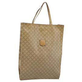 Céline Bolso de mano de lona Macadam CELINE PVC Beige Oro Auth BSZ357
