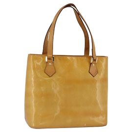 LOUIS VUITTON Monogram Vernis Houston Hand Bag Beige M91004 LV Auth ka3171