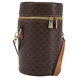 Bolsa de Ombro em Lona Macadam CELINE em Couro PVC Marrom Dourado Auth LNZ654A - Céline