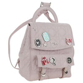 Mochila pequeña Cannage Stardust de piel de cordero rosa Auth ARZ437M de Christian Dior
