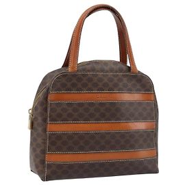 Céline Borsa a mano in tela Macadam CELINE in pelle PVC marrone oro Auth 170069