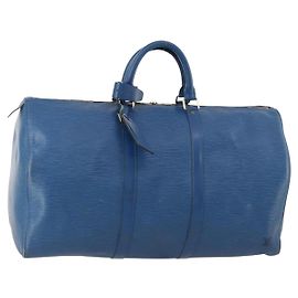 LOUIS VUITTON Epi Keepall 50 Borsa Boston Blu M42965 LV Auth 170836