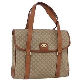 Céline Borsa a mano in tela Macadam CELINE PVC beige oro Auth ka3048