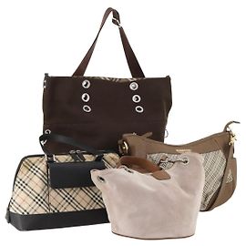Bolso Burberry Nova Check Blue Label de lona y ante 4 piezas marrón beige Auth fm5239