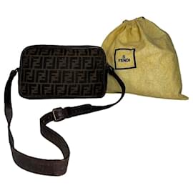 Borsa a spalla vintage Fendi monogramma marrone