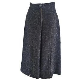 Pantalones anchos de tweed negros Chanel