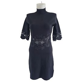 Rebecca Vallance Black knitted dress with lace details