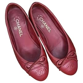 Ballerine Chanel in pelle caviar rossa