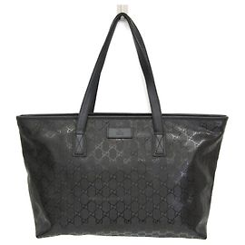 Borsa tote in pelle con stampa GG Gucci - Nero
