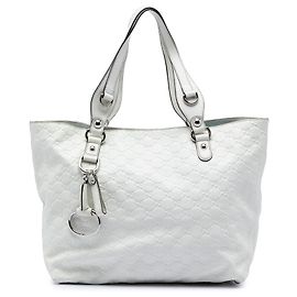 Bolso Tote Gucci White Guccissima Icon Bit