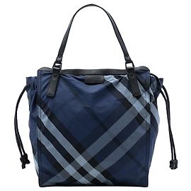 Borsa Buckleigh in nylon a quadri Supernova blu di Burberry