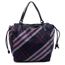 Borsa Buckleigh in nylon a quadri Supernova viola di Burberry
