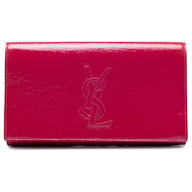 Clutch Belle De Jour en charol texturizado rosa grande de Saint Laurent