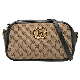 Gucci Beige Piccolo GG Marmont Matelassé in Tela e Pelle GG Borsa a Spalla