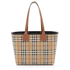 Borsa Tote London Small in Check Vintage Burberry