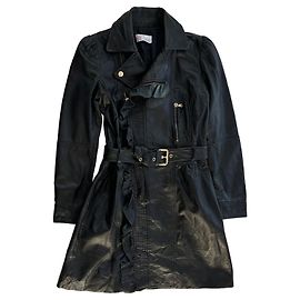 Robe manteau Red Valentino en cuir noir