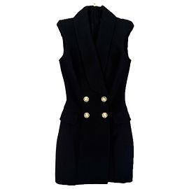 Balmain Wollblazer Kleid ärmellos schwarz