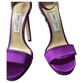 Sandali con tacco Jimmy Choo viola in satin