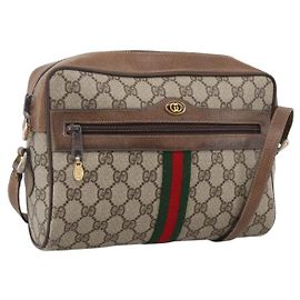 Borsa Sherry Line GG Supreme Web di GUCCI in PVC beige e oro 72 02 005 Auth 170066