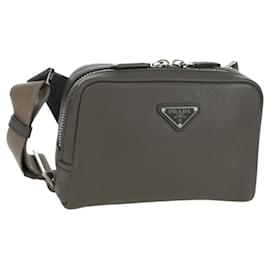 PRADA Vitterodino Borsa a Spalla Pelle Grigia Argento 2VH184 Auth ARZ688SAM