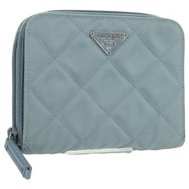 PRADA Portafoglio Compatto Rotondo Nylon Azzurro Chiaro 1ML605 Auth am11040V