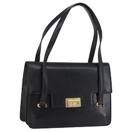Céline CELINE Hand Bag Leather Black Gold Auth ARZ427
