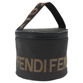 Borsa a Mano FENDI Nylon Nero Oro Auth 174605