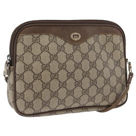 Gucci Sac à bandoulière GG Supreme en PVC beige et or 97 02 068 Auth bs33854